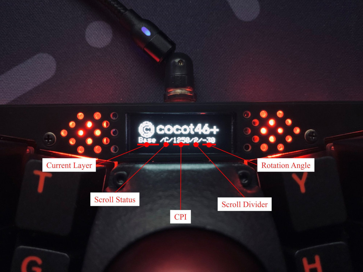 Pic: OLED screen of the cocot46plus