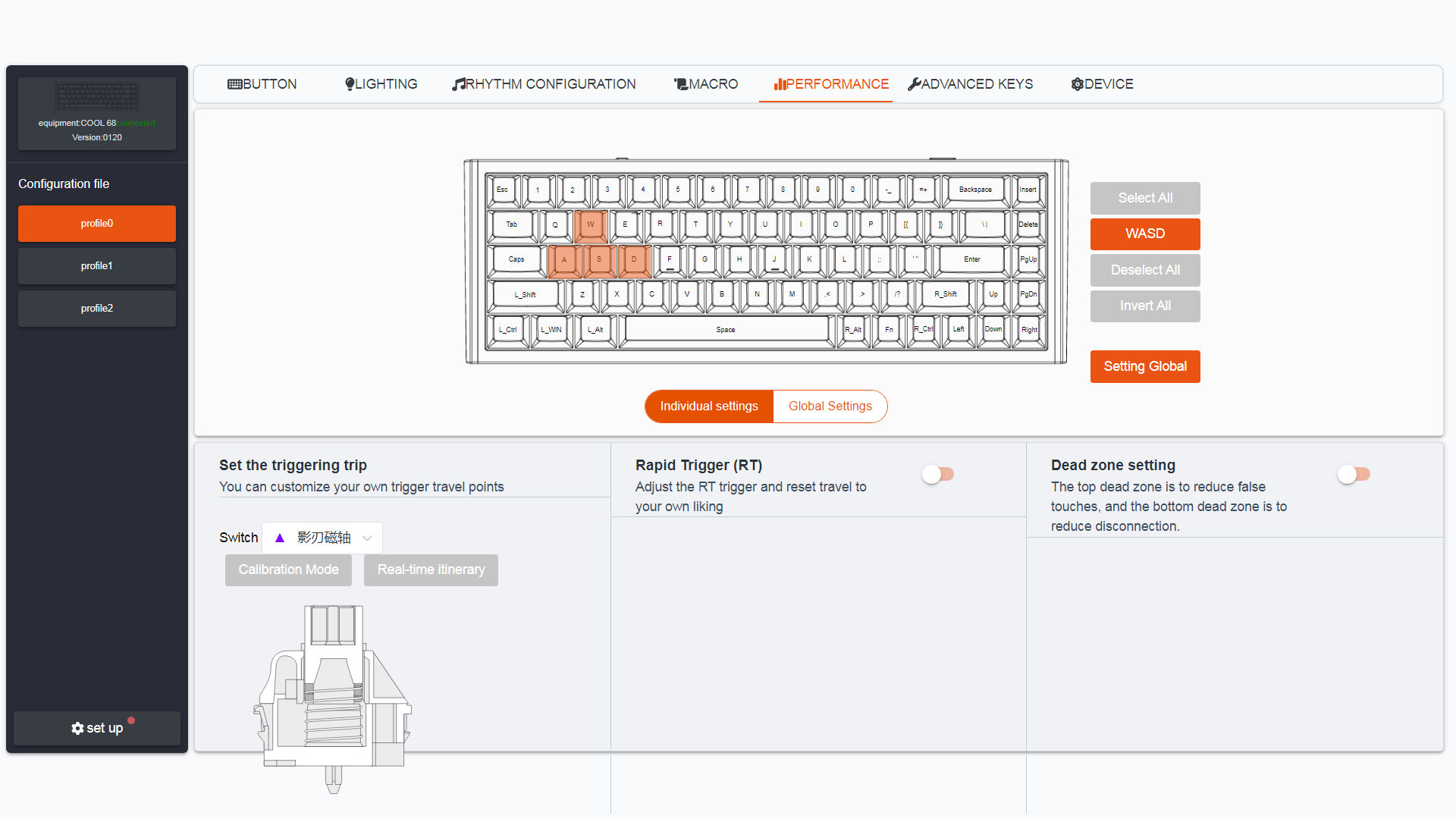 Pic: Setting up per-key actuation